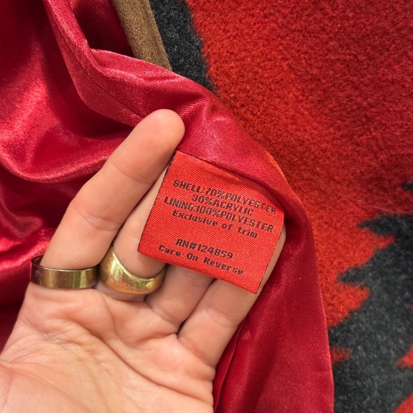 Black Mountain Southwestern Aztec Wrap Coat Womens Large Red Navajo Pattern - Picture 6 of 9